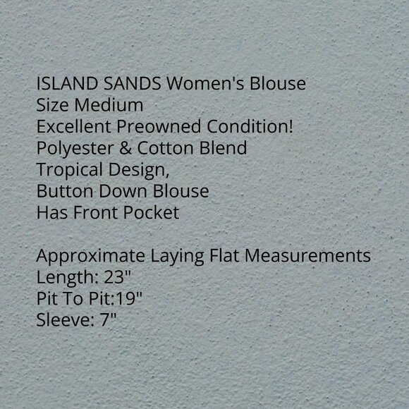 ISLAND SANDS Women's Size Medium Tropical Blouse - Picture 6 of 8